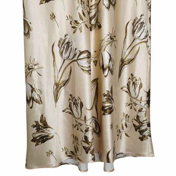 Reformation Overland Top & Layla Skirt Umber Floral Cream Silk 2pc Set Size 0/2 - Picture 10 of 15